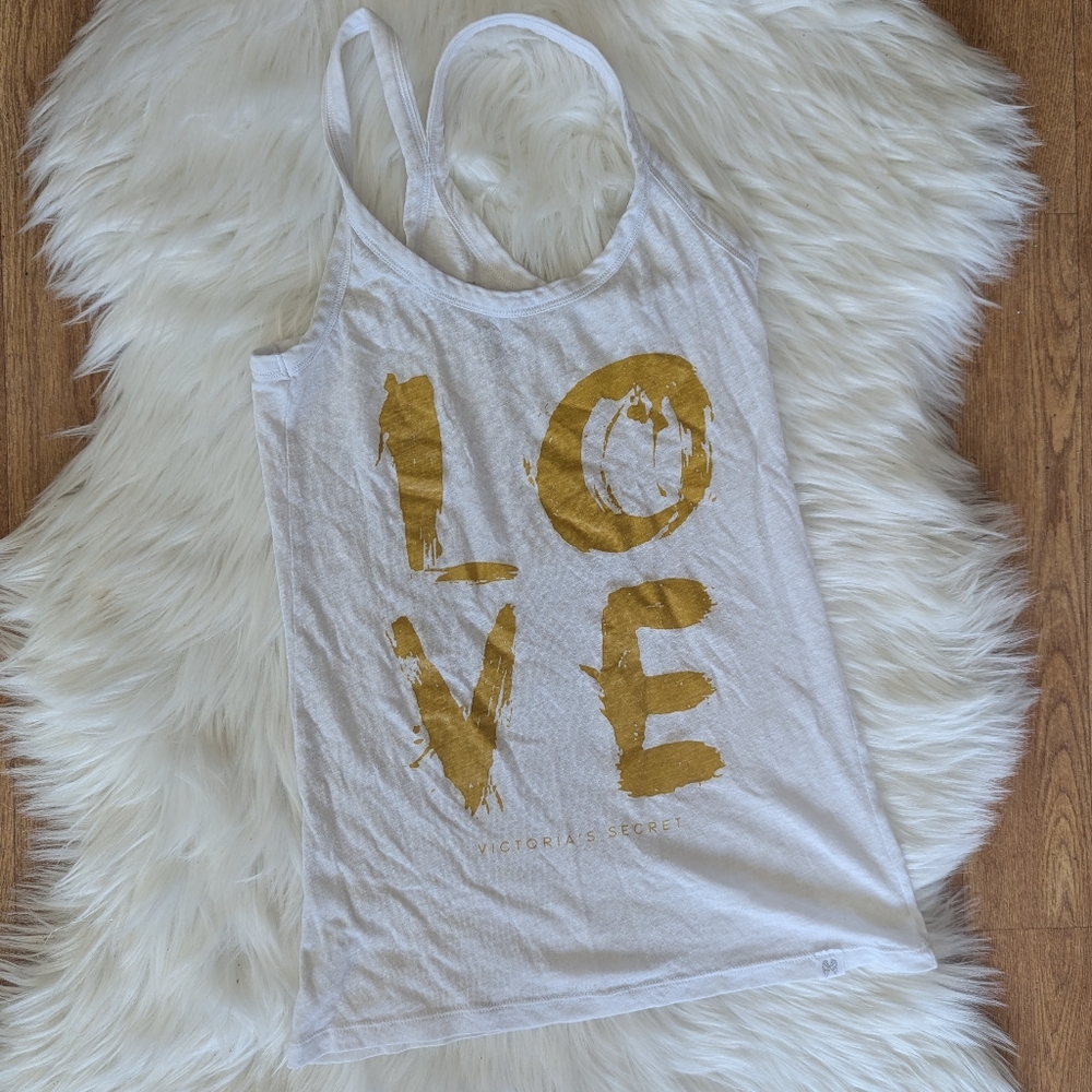 Victoria's Secret Supermodel Essentials Tank Top With Gold Print